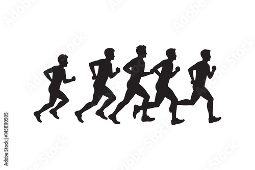 Running Race Silhouette Group of Runners Fitness and Sport Illustration