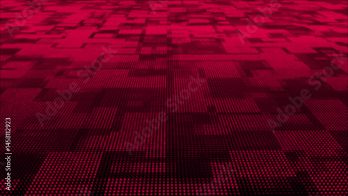 Magenta red particles square box pattern moving 3dtechnology cyberspace background. Digital matrix futuristic background photo