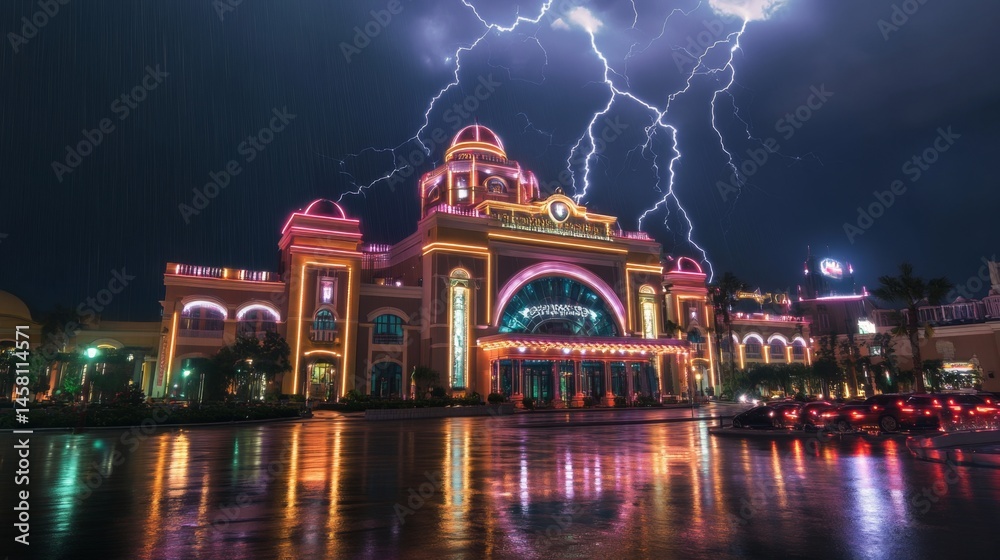 Magnificent Building Under Stormy Night