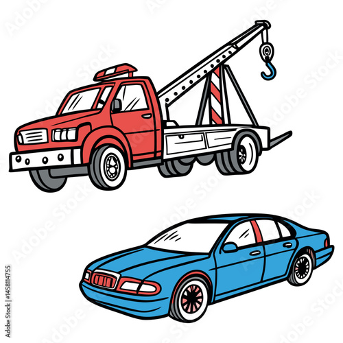 Car towing vector illustration