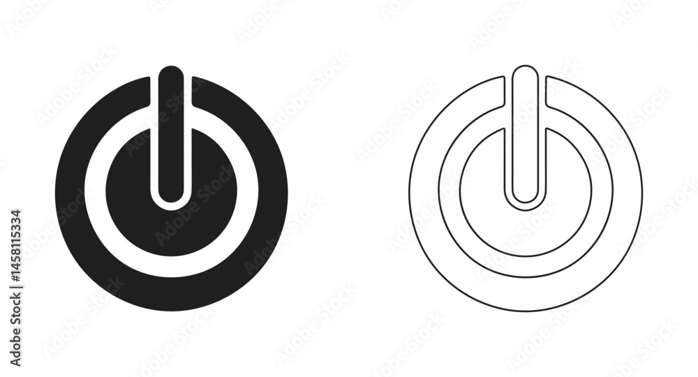 Power button icon in filled and outlined styles