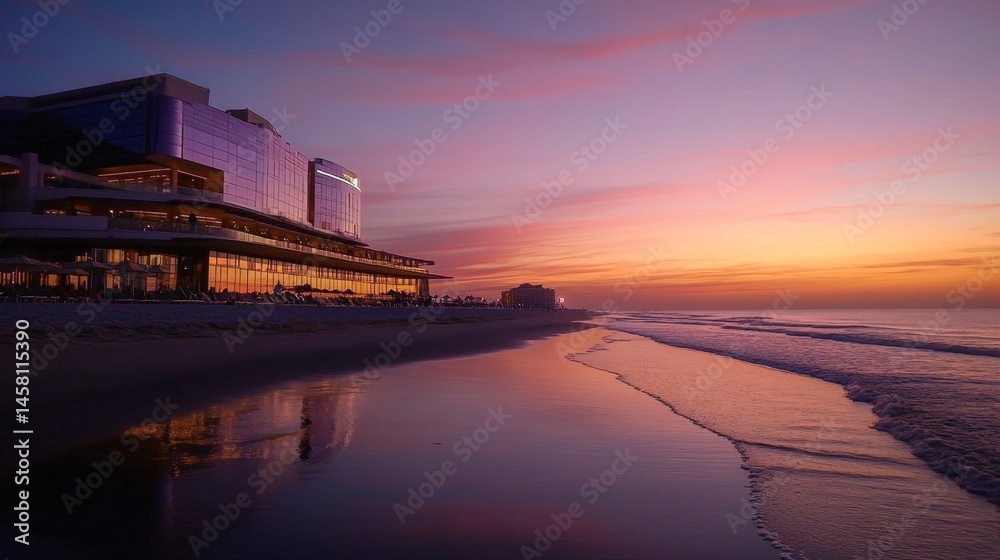 Coastal Hotel at Sunset: Stunning Beachfront Architecture