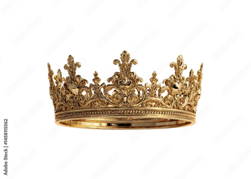 Golden crown isolated on transparent background. Royalty, Power, Luxury. Golden crown isolated on transparent background. Royalty, Power, Luxury.