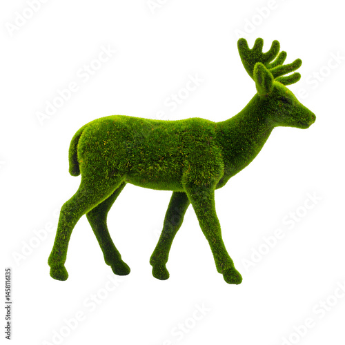 Green Moss Deer Figurine on Transparent Background photo