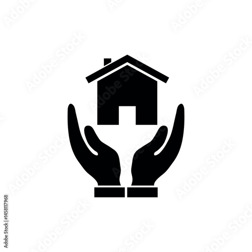 House in Hands Vector Icon – Real Estate Care, Property Protection Symbol, Home Security Concept Clipart