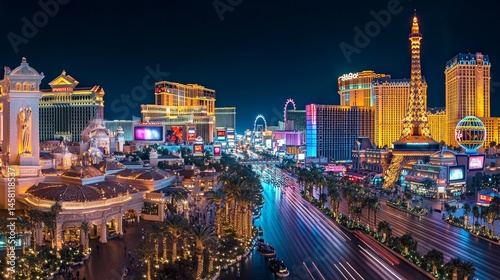 Obraz na płótnie Las Vegas Strip at Night: A Glittering Cityscape w salonie