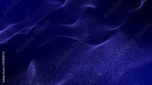 Blue color digital particle wave in cyberspace abstract background ,cyber background or technology background