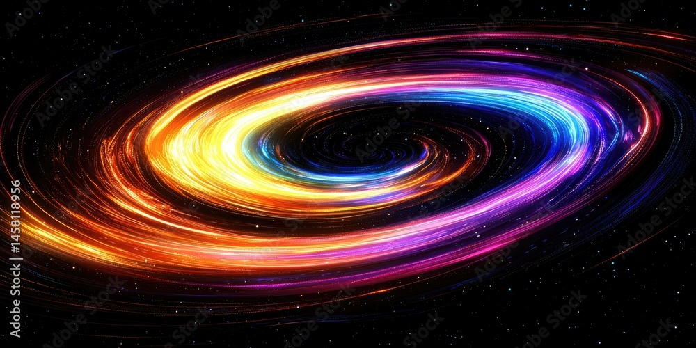 Swirl of light and color, animated spiral galaxy in cartoon fantasy space Swirl of light and color, animated spiral galaxy in cartoon fantasy space