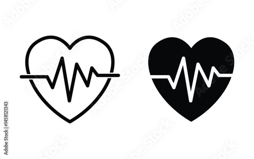 Heart with Heart Rate Icon, heart with a pulse line icon sign vector.