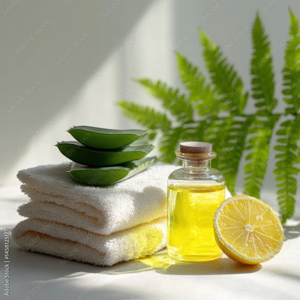 Refreshing Aloe Gel with Lemon Balm in a Serene Spa Setting Refreshing Aloe Gel with Lemon Balm in a Serene Spa Setting