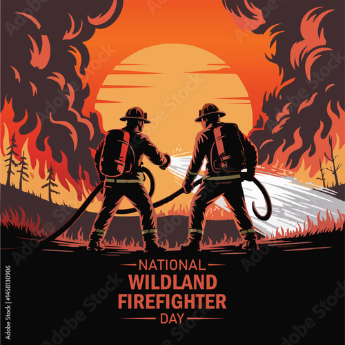 National Wildland Firefighter Day. Wildland Firefighter Day vector illustration. forest firefighter concept.