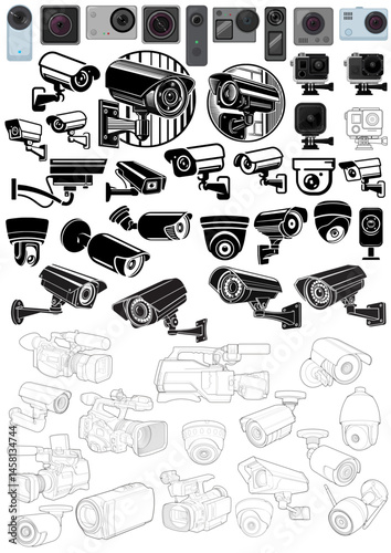 Security cameras isolated set icon. Vector illustration cctv on white background. Vector set icon security cameras.