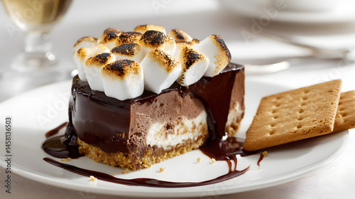 Wallpaper Mural Indulgent Chocolate Cheesecake with Toasted Marshmallows and Graham Cracker Crust on Elegant Plate Torontodigital.ca