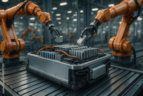 machanical robot in factory Generative AI	