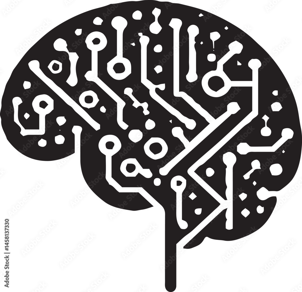 Fototapeta premium AI Brain Concept – Futuristic Artificial Intelligence and Neural Network Illustration