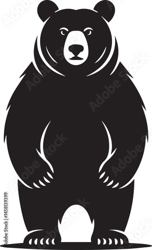 This is a cute cartoon vector illustration of a wild bear, a big mammal animal