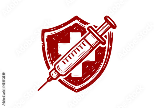Syringe hand drawn sketch vector illustration