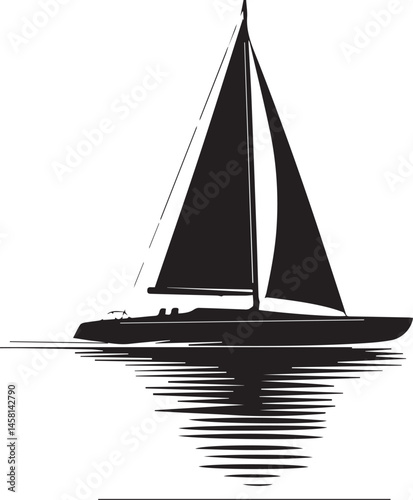 A sleek yacht silhouette glides on the summer sea, a symbol of nautical leisure and sailing sport
