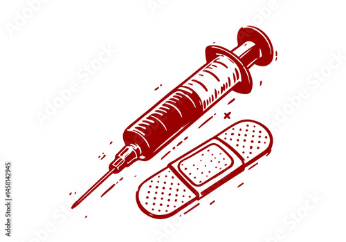 Syringe hand drawn sketch vector illustration