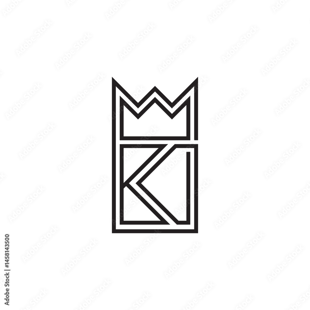 Letter K with Crown Logo. Monogram icon. Stock illustration. Letter K with Crown Logo. Monogram icon. Stock illustration.