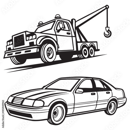 Car towing vector illustration