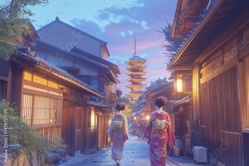 Kyoto's Enchanting Evening Stroll: Pagodas and Geishas