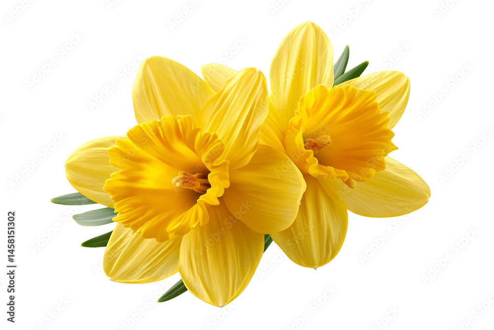 Obraz premium yellow daffodil flowers isolated on transparent background Generative Ai.