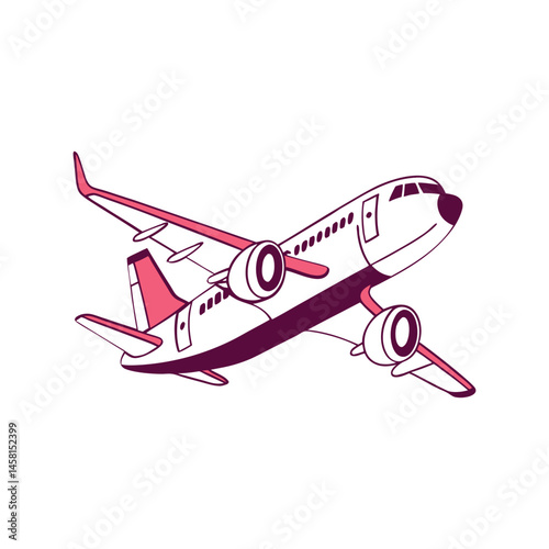 Airplane vector illustration, detailed aircraft design representing travel, aviation, transportation, and flight