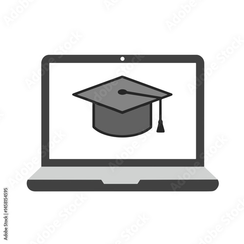 Graduation cap displayed on a laptop screen  
