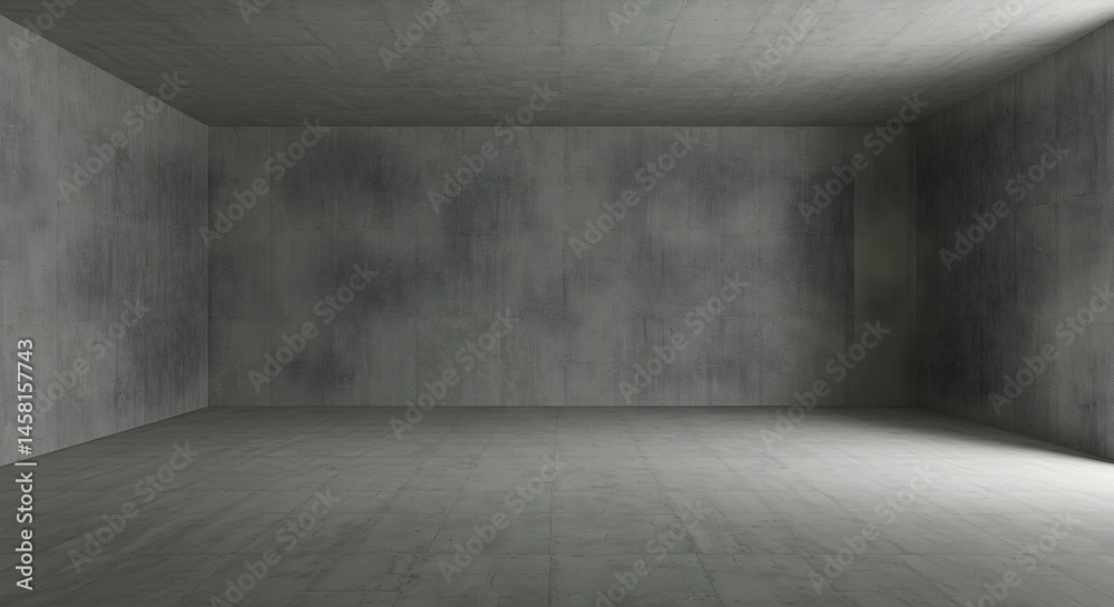 Empty Concrete Room with Textured Walls and Floor in Minimalist Style Empty Concrete Room with Textured Walls and Floor in Minimalist Style