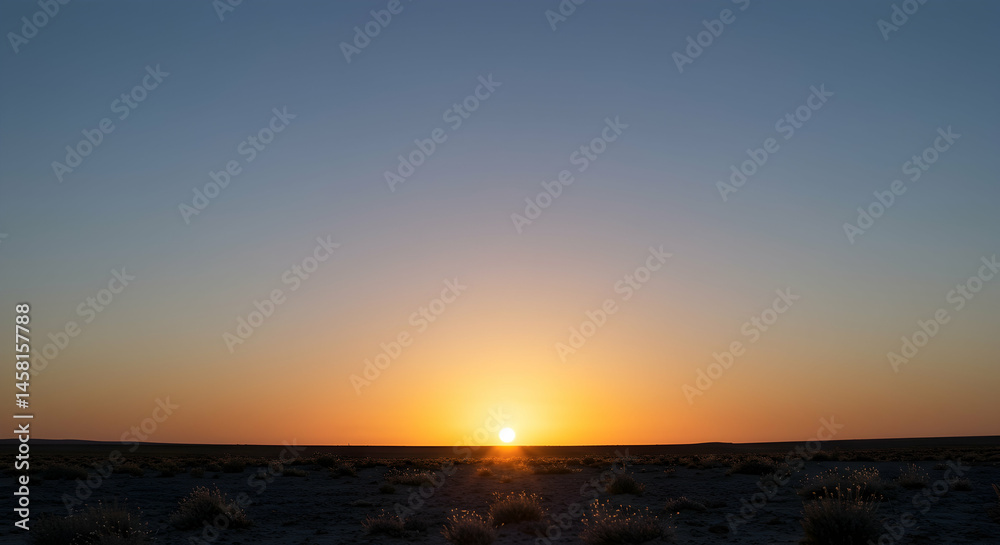 Fototapeta premium Breathtaking Sunset Over Expansive Desert Landscape at Dusk
