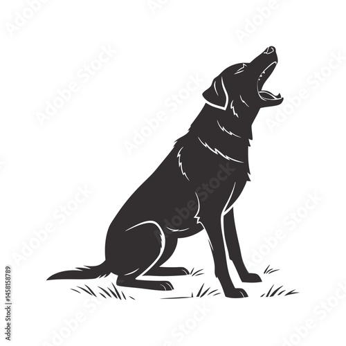 Dog silhouette black vector illustration, canine, pet, animal