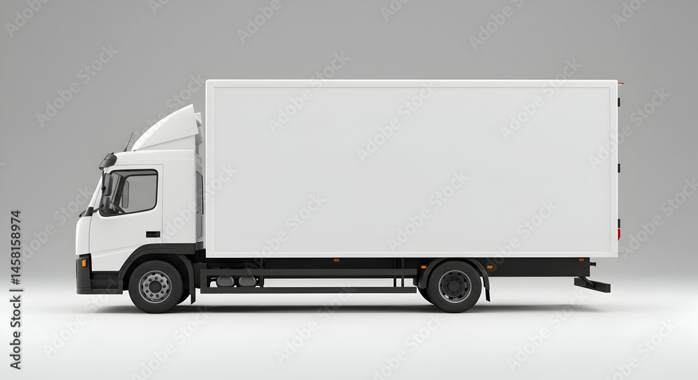 White Delivery Truck on Simple Background for Commercial Use White Delivery Truck on Simple Background for Commercial Use