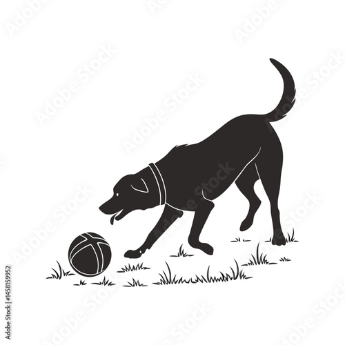 Dog silhouette black vector illustration, canine, pet, animal
