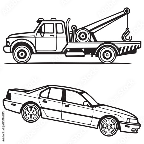 Car towing vector illustration
