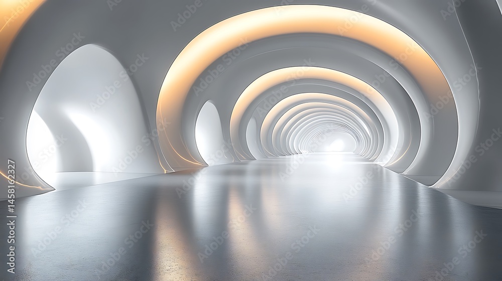 Fototapeta premium Futuristic metallic passage in conceptual architecture high resolution image