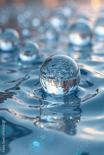 water drops on blue background