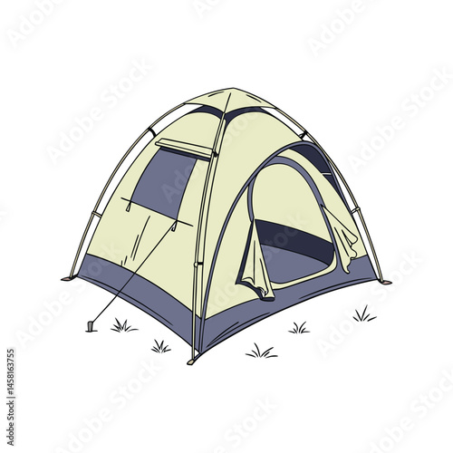 Camping tent vector illustration, outdoor shelter, hiking, travel, adventure, campsite, and nature design