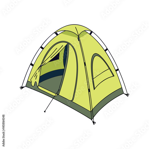 Camping tent vector illustration, outdoor shelter, hiking, travel, adventure, campsite, and nature design