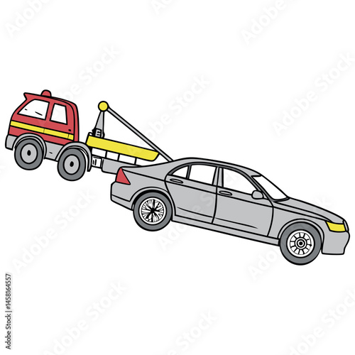 Car towing vector illustration