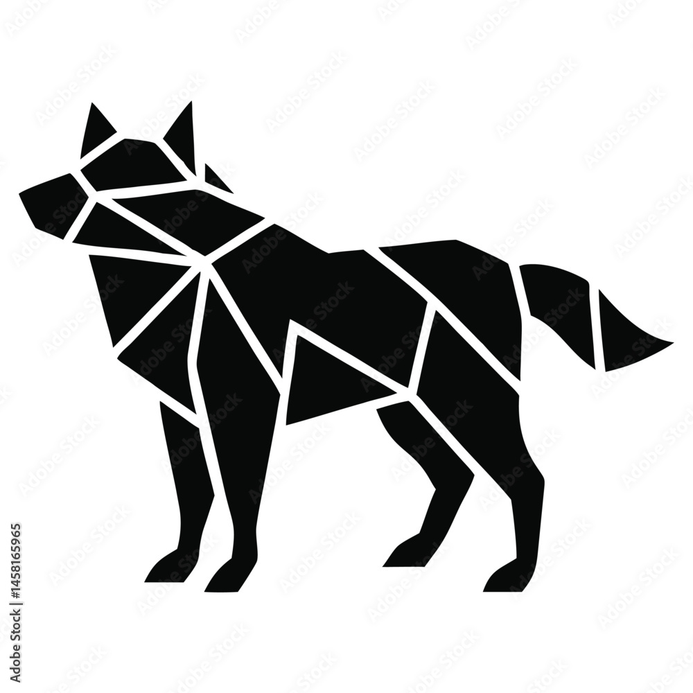 Obraz premium Geometric Wolf Silhouette Design Abstract Animal Art Graphic Canine Illustration