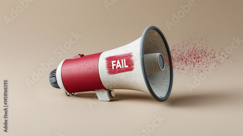 Failed Message Loudspeaker: The image captures a red and white megaphone with the word 