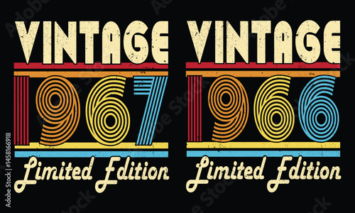 Vintage 1966 and 1967 Limited Edition,Born in 1967.60th Birthday Retro Vintage.