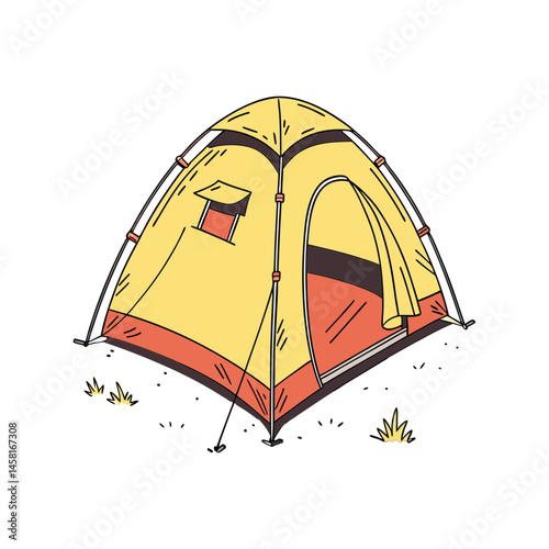 Camping tent vector illustration, outdoor shelter, hiking, travel, adventure, campsite, and nature design