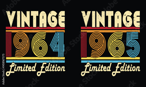 Vintage 1964 and 1965  Limited Edition,Born in 1964.60th Birthday Retro Vintage.