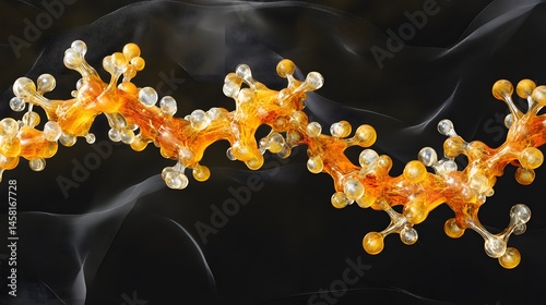 Abstract representation of organic molecules in motion.