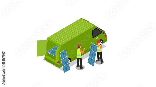 Solar Panel Installation Service 3d animation cartoon