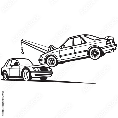 Car towing vector illustration
