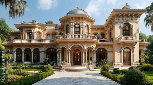 Lavish renaissance revival estate in classical style high resolution image