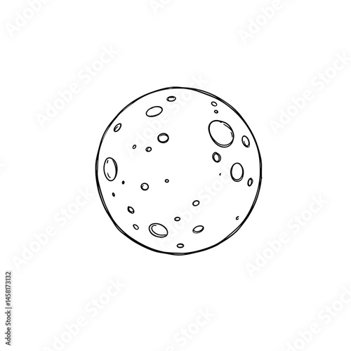 Moon, black line art illustration on transparent background for logo design, packaging, tattoos, and minimalist decor